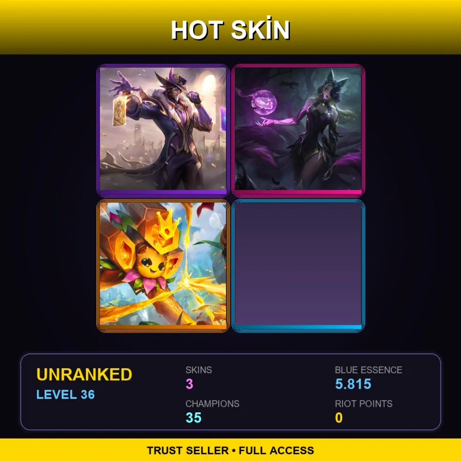 EUW | Lv36 | Unranked | 3 Skin | 35 Champ