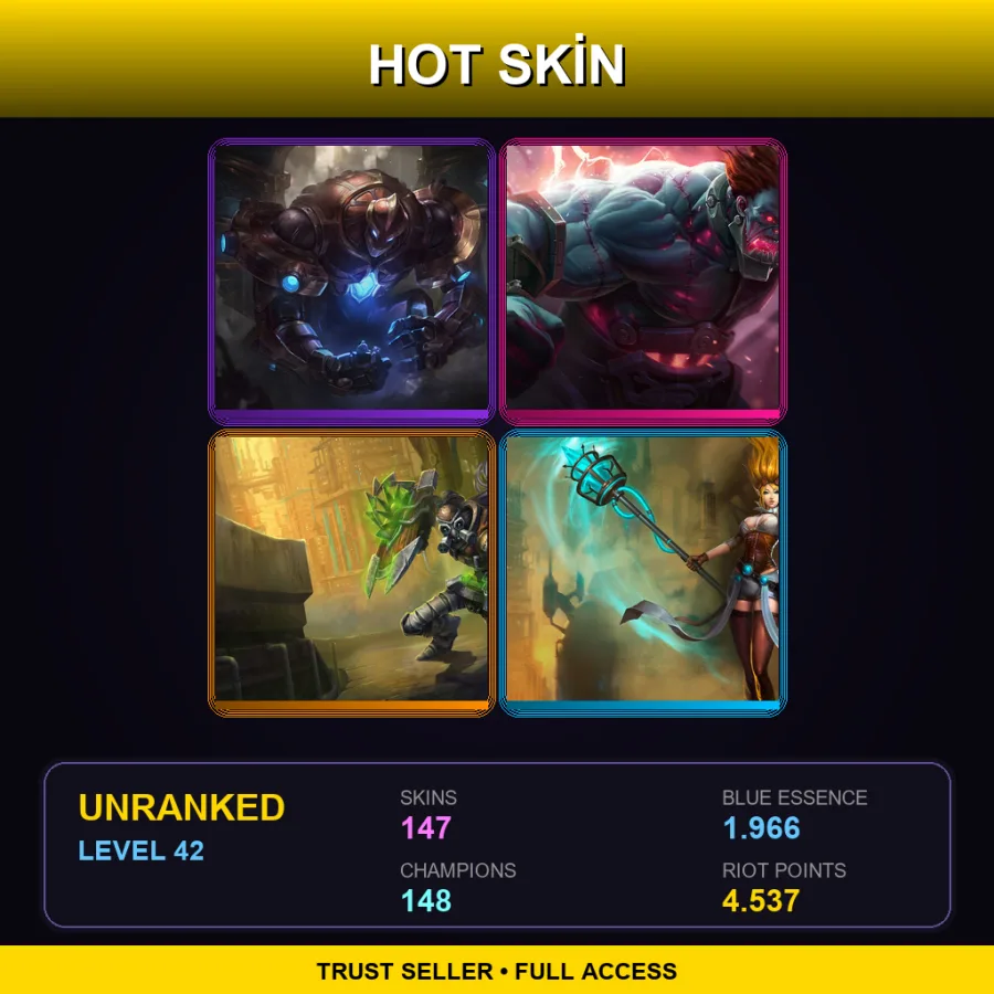 NA | Lv42 | Unranked | 147 Skin | 148 Champ