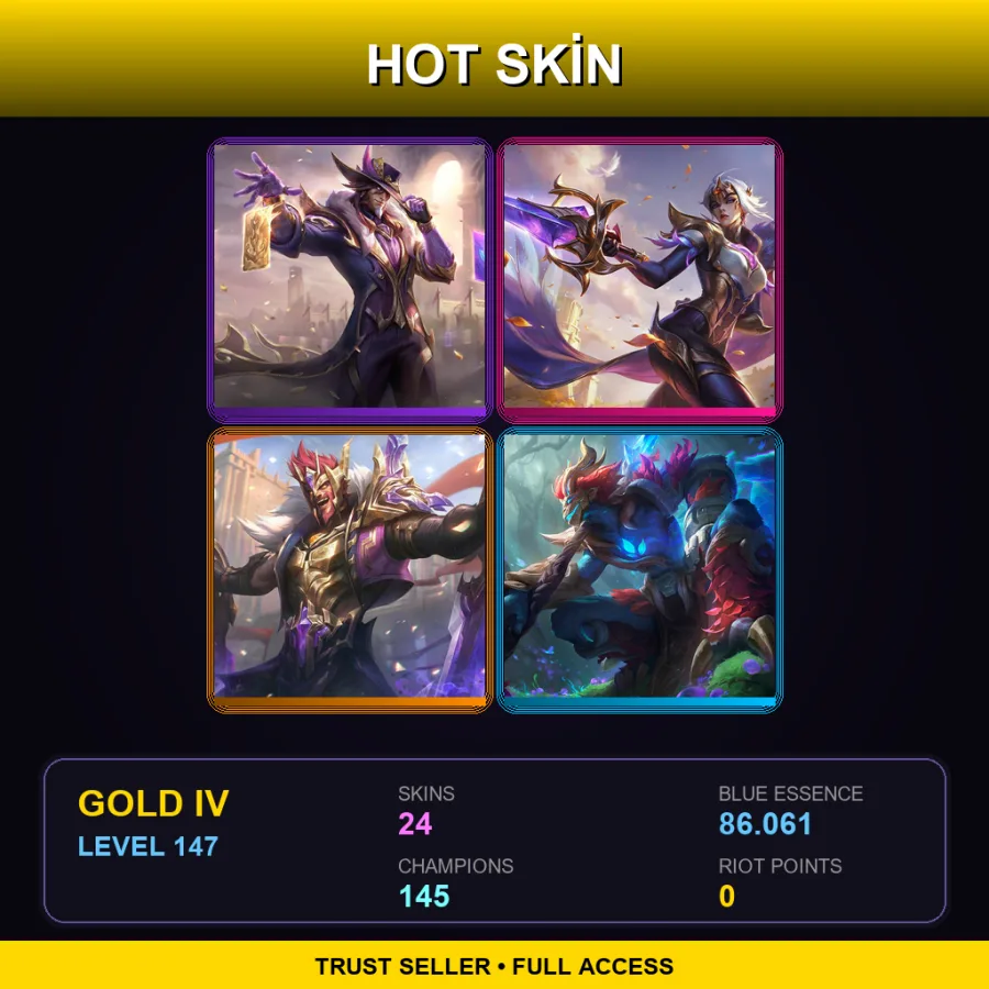 VN | Lv147 | Gold IV | 24 Skin | 145 Champ — LoL account