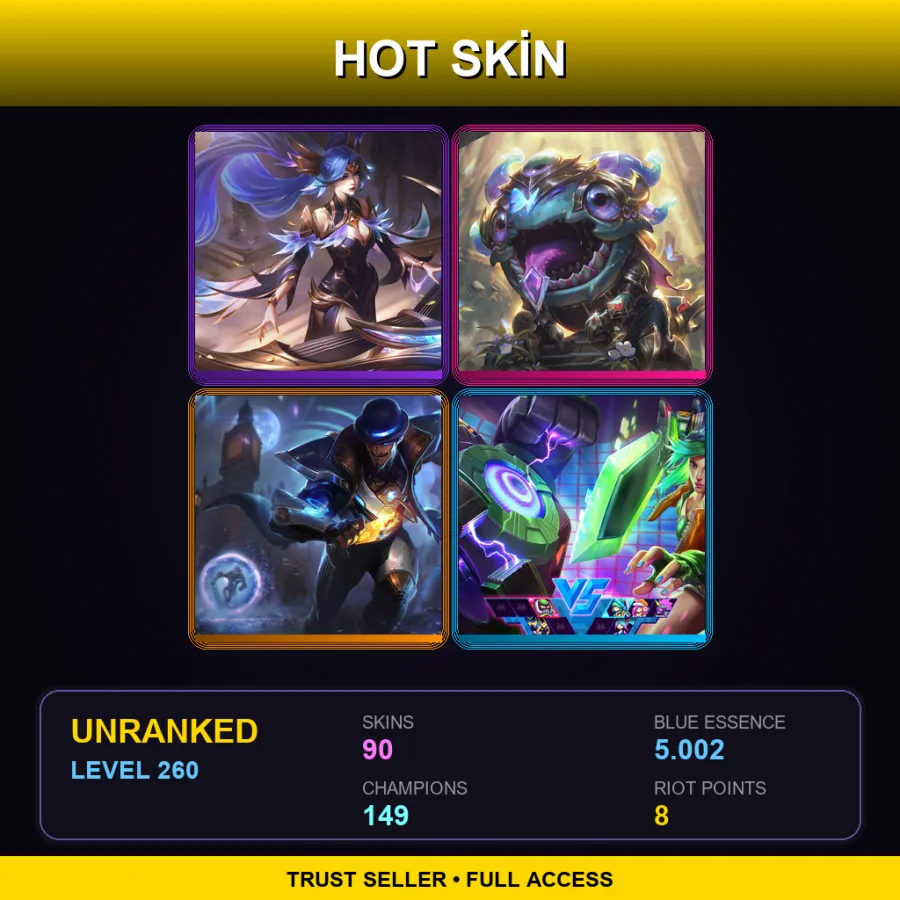 NA | Lv260 | Unranked | 90 Skin | 149 Champ — LoL account