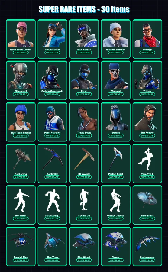 [PC/XBOX] | Rose Team Leader | Cloud Striker | Blue Striker | Blizzard Bomber | Prodigy | 213 skin | 191 pickaxe | 171 emote | 190 glider | Lv2483