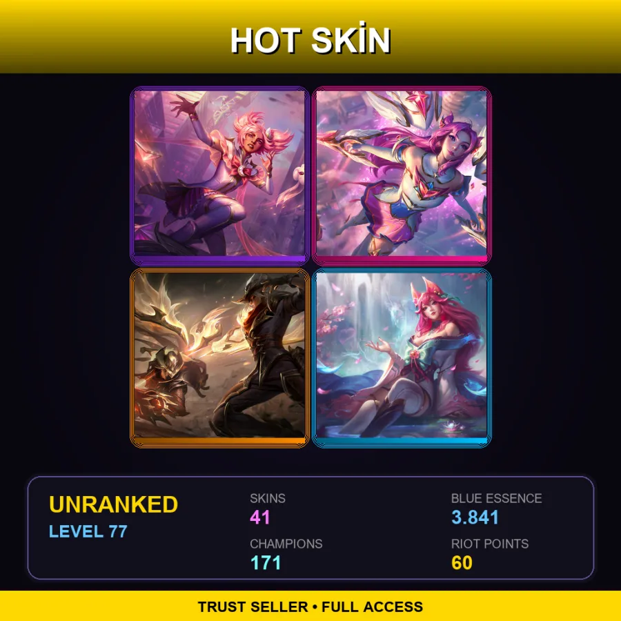 SG | Lv77 | Unranked | 41 Skin | 171 Champ — LoL account