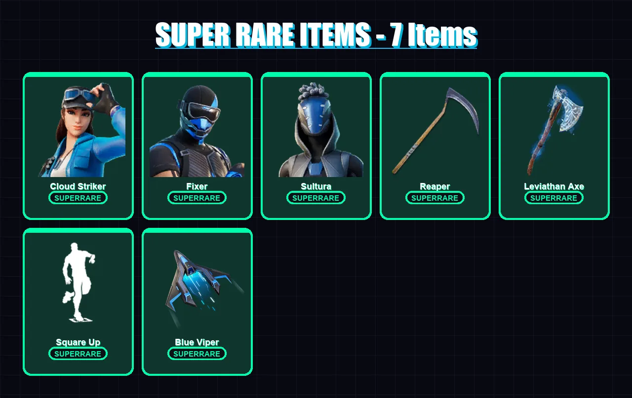 [PS4/PS5/XBOX/PC] | Cloud Striker | Fixer | Sultura | Predator | Ronin | 94 skin | 118 pickaxe | 73 emote | 88 glider | Lv1594