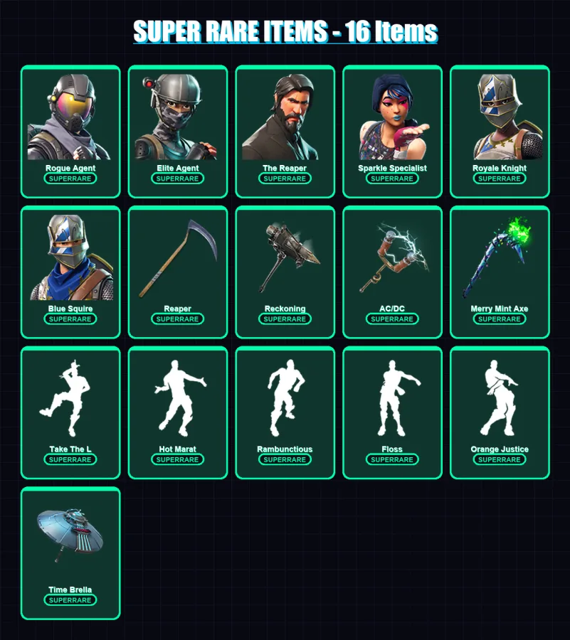 [PC/PSN] | Rogue Agent | Elite Agent | The Reaper | Sparkle Specialist | Royale Knight | 141 skin | 148 pickaxe | 138 emote | 131 glider | Lv2164