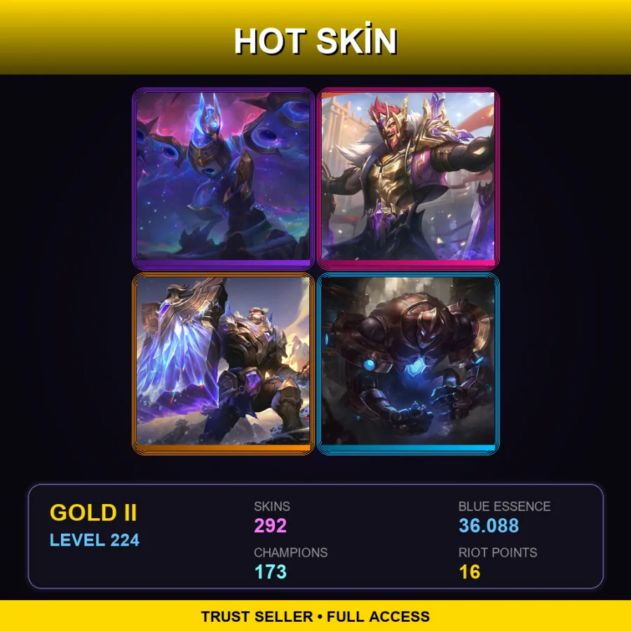 BR | Lv224 | Gold II | 292 Skin | 173 Champ
