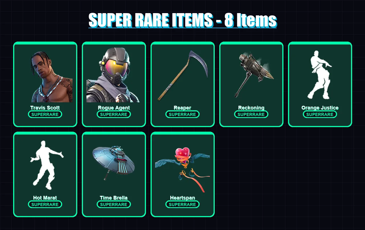 [PC/XBOX] | Travis Scott | Rogue Agent | Valeria | Sentinel | Blackheart | 68 skin | 62 pickaxe | 91 emote | 68 glider | Lv879