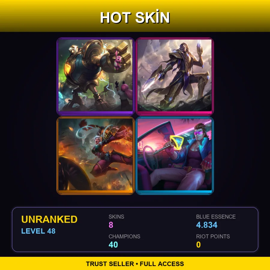 EUW | Lv48 | Unranked | 8 Skin | 40 Champ — LoL account