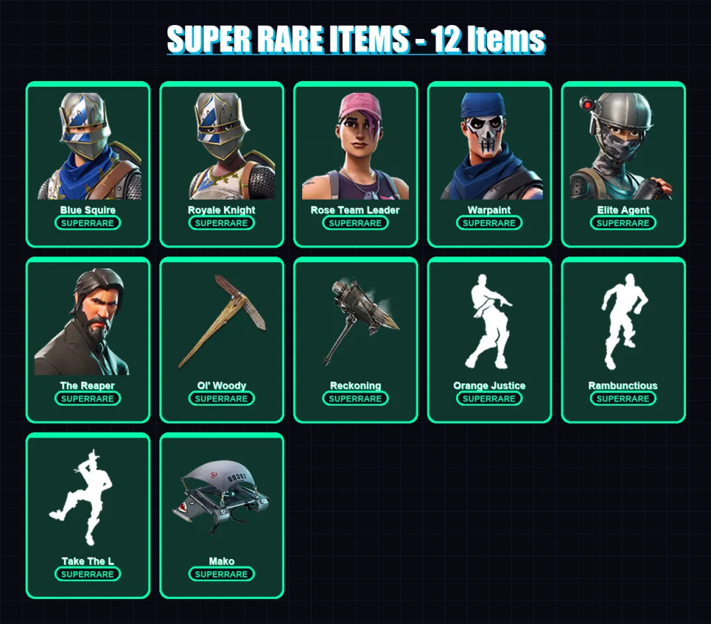 [PC/PSN] | Blue Squire | Royale Knight | Rose Team Leader | Warpaint | Elite Agent | 59 skin | 40 pickaxe | 44 emote | 46 glider | Lv553