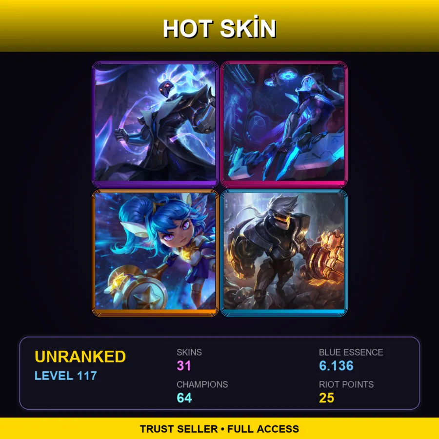 LAN | Lv117 | Unranked | 31 Skin | 64 Champ with Heimerdinger