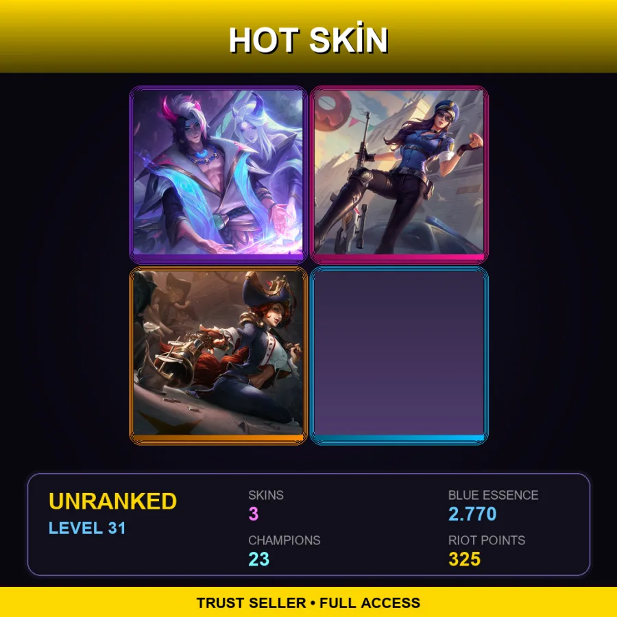 NA | Lv31 | Unranked | 3 Skin | 23 Champ — LoL account