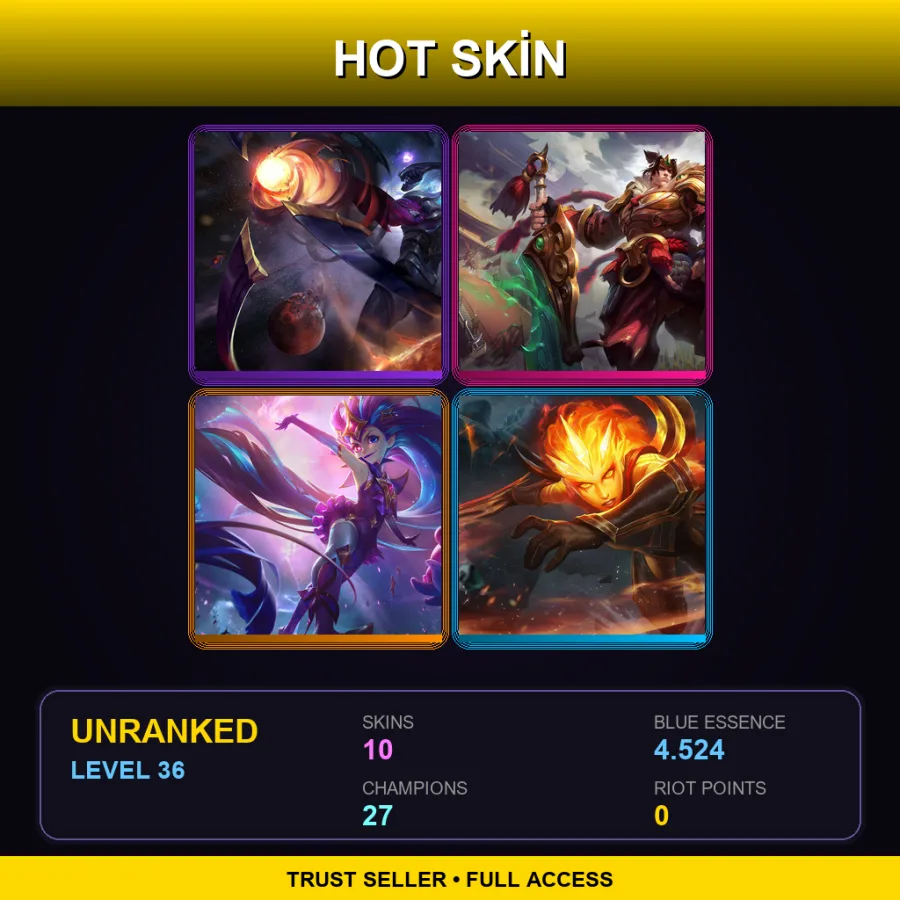 LAS | Lv36 | Unranked | 10 Skin | 27 Champ — Unranked / Smurf League of Legends