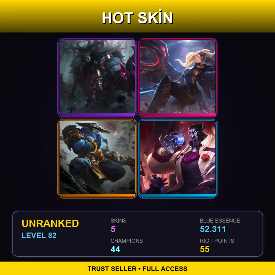 EUNE | Lv82 | Unranked | 5 Skin | 44 Champ
