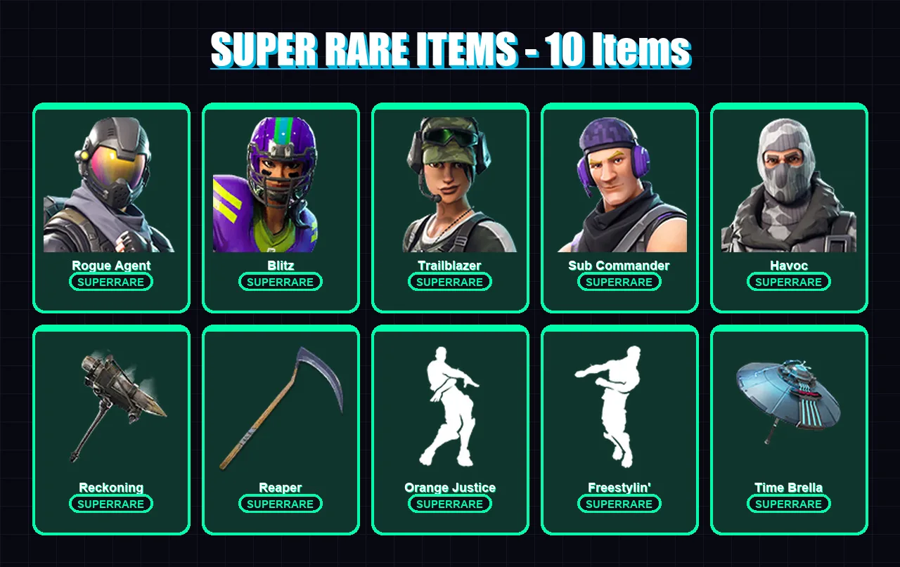 [SWITCH/PC] | Rogue Agent | Blitz | Trailblazer | Sub Commander | Havoc | 63 skin | 56 pickaxe | 48 emote | 57 glider | Lv851
