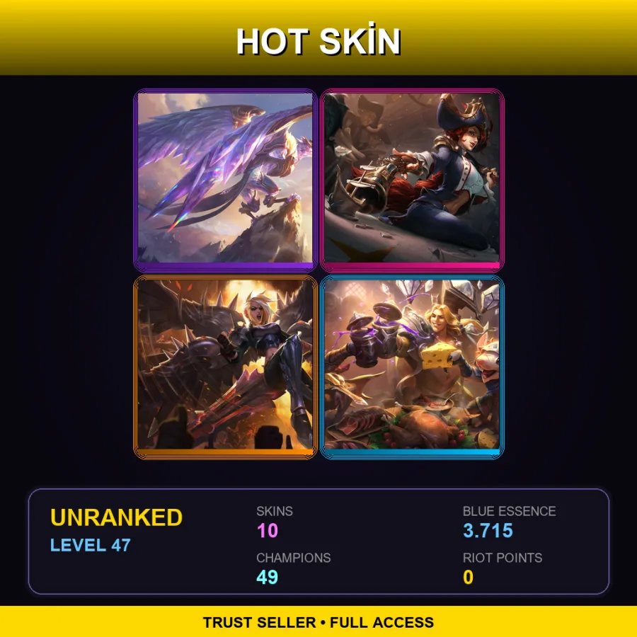 LAS | Lv47 | Unranked | 10 Skin | 49 Champ — Unranked / Smurf League of Legends