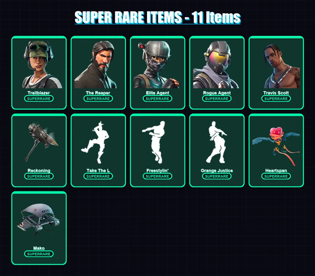 [PC/XBOX/PSN] | Trailblazer | The Reaper | Elite Agent | Rogue Agent | Travis Scott | 101 skin | 83 pickaxe | 91 emote | 91 glider | Lv1470