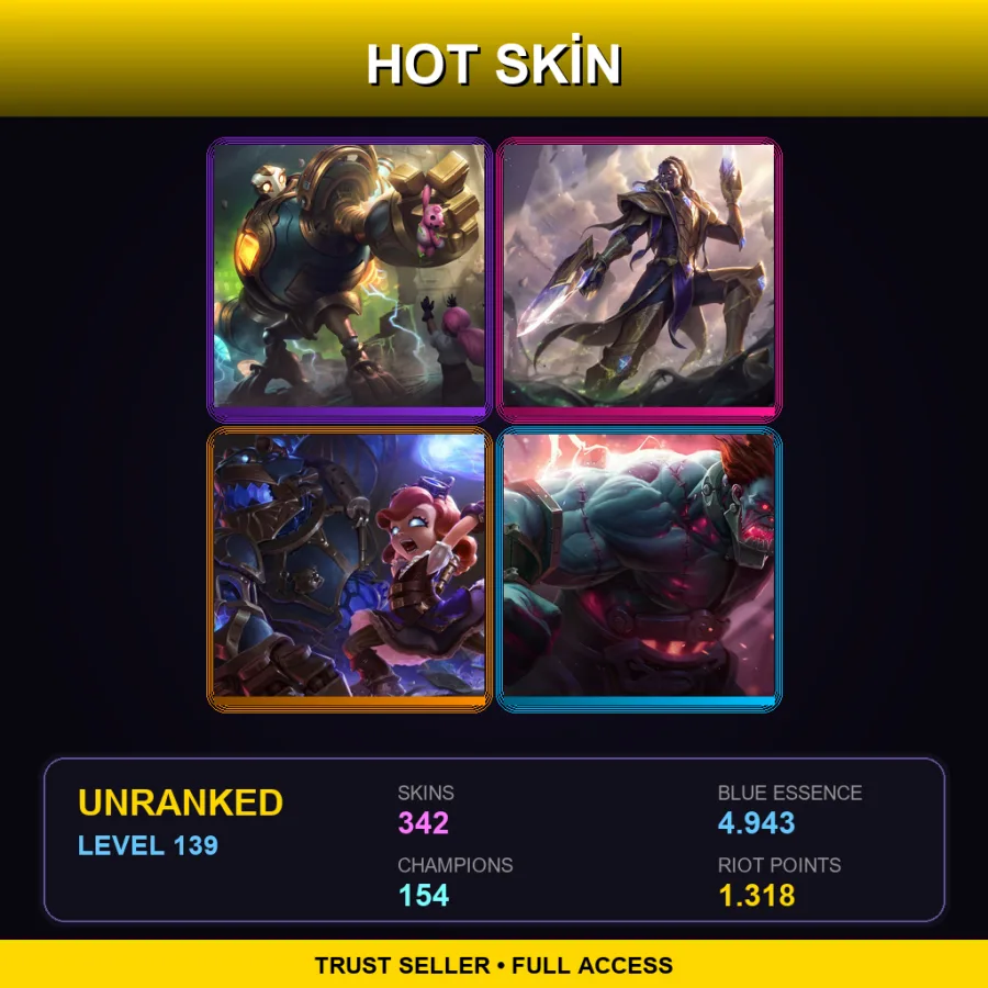 BR | Lv139 | Unranked | 342 Skin | 154 Champ — LoL account