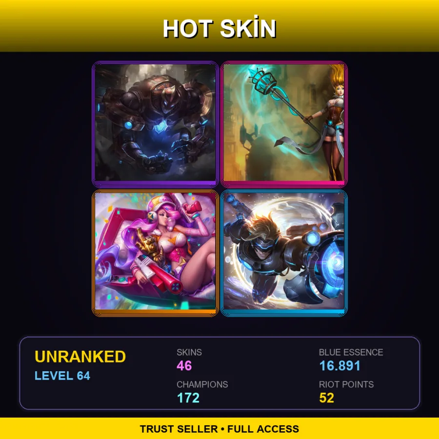 VN | Lv64 | Unranked | 46 Skin | 172 Champ — LoL account