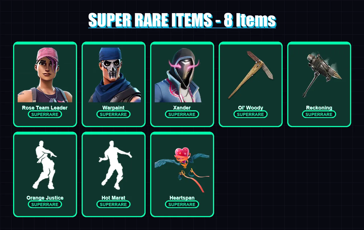 [PC/XBOX/PSN] | Rose Team Leader | Warpaint | Xander | Sentinel | A.I.M. | 121 skin | 121 pickaxe | 125 emote | 110 glider | Lv1248