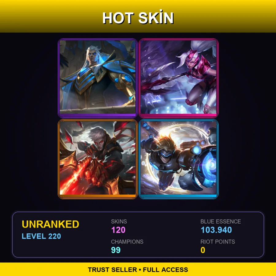 KR | Lv220 | Unranked | 120 Skin | 99 Champ — LoL account