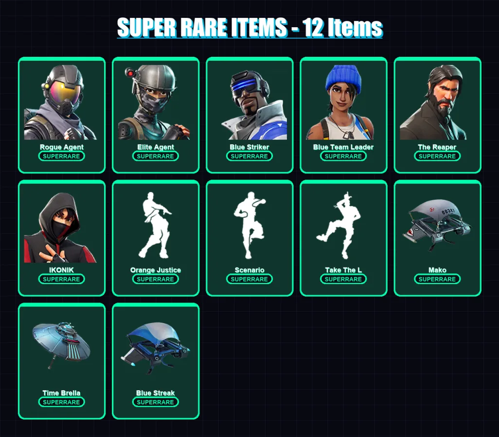 [PS4/PS5/XBOX/PC] | Rogue Agent | Elite Agent | Blue Striker | Blue Team Leader | The Reaper | 76 skin | 66 pickaxe | 72 emote | 73 glider | Lv1127