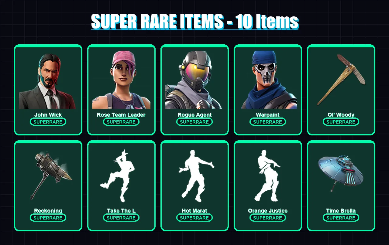 [PC/PSN] | John Wick | Rose Team Leader | Rogue Agent | Warpaint | Drift | 59 skin | 44 pickaxe | 62 emote | 50 glider | Lv473