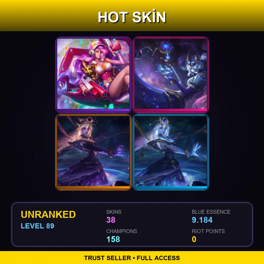 VN | Lv89 | Unranked | 38 Skin | 158 Champ — LoL account
