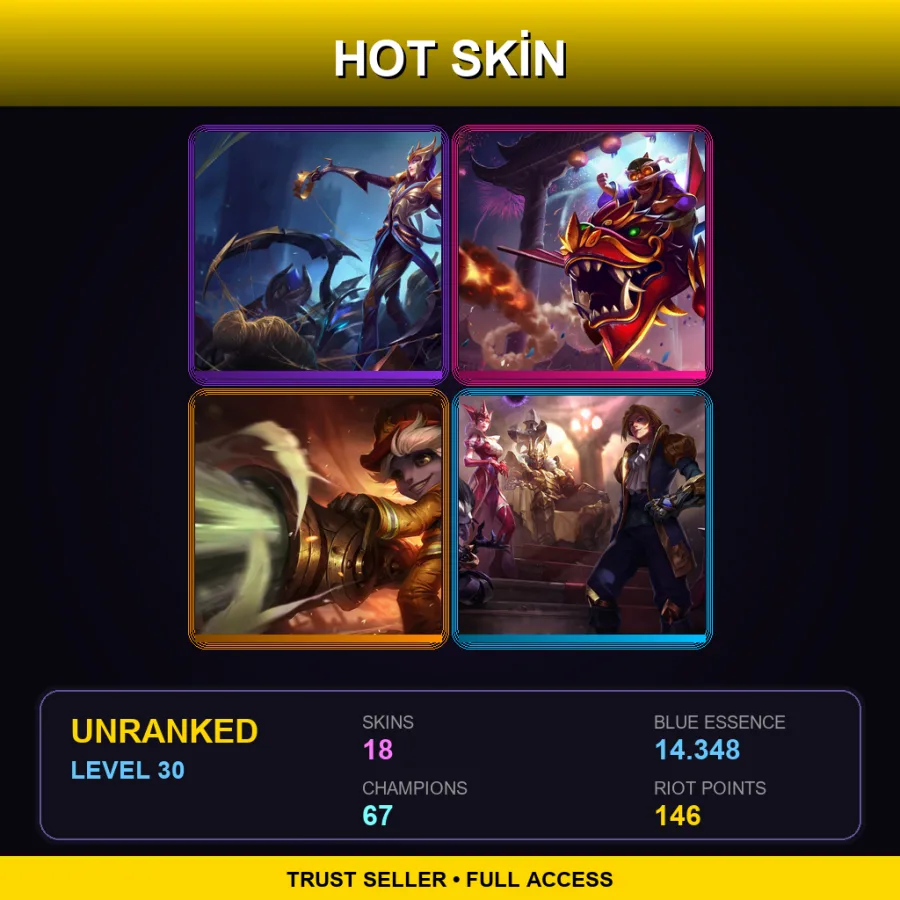VN | Lv30 | Unranked | 18 Skin | 67 Champ — LoL account
