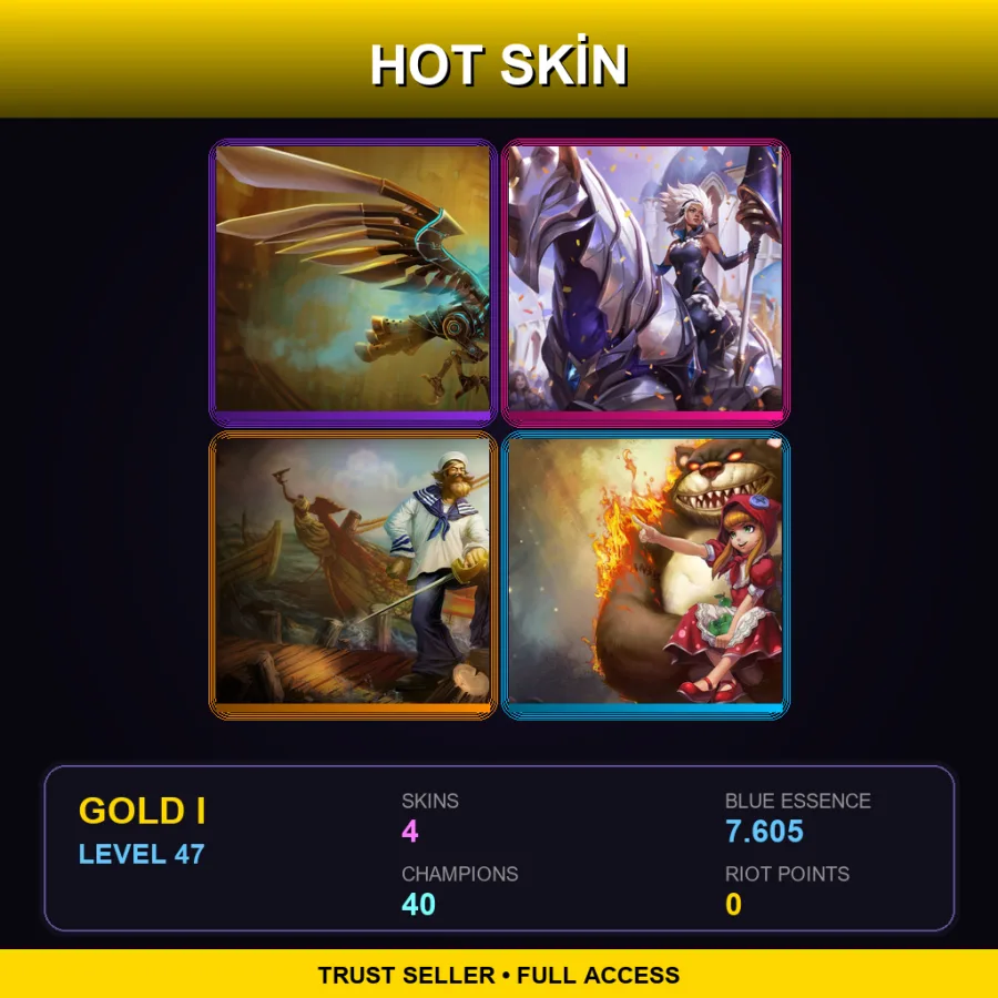 EUNE | Lv47 | Gold I | 4 Skin | 40 Champ