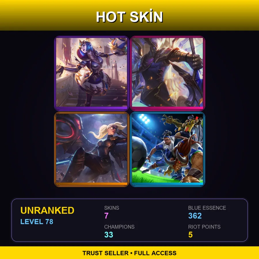 OCE | Lv78 | Unranked | 7 Skin | 33 Champ