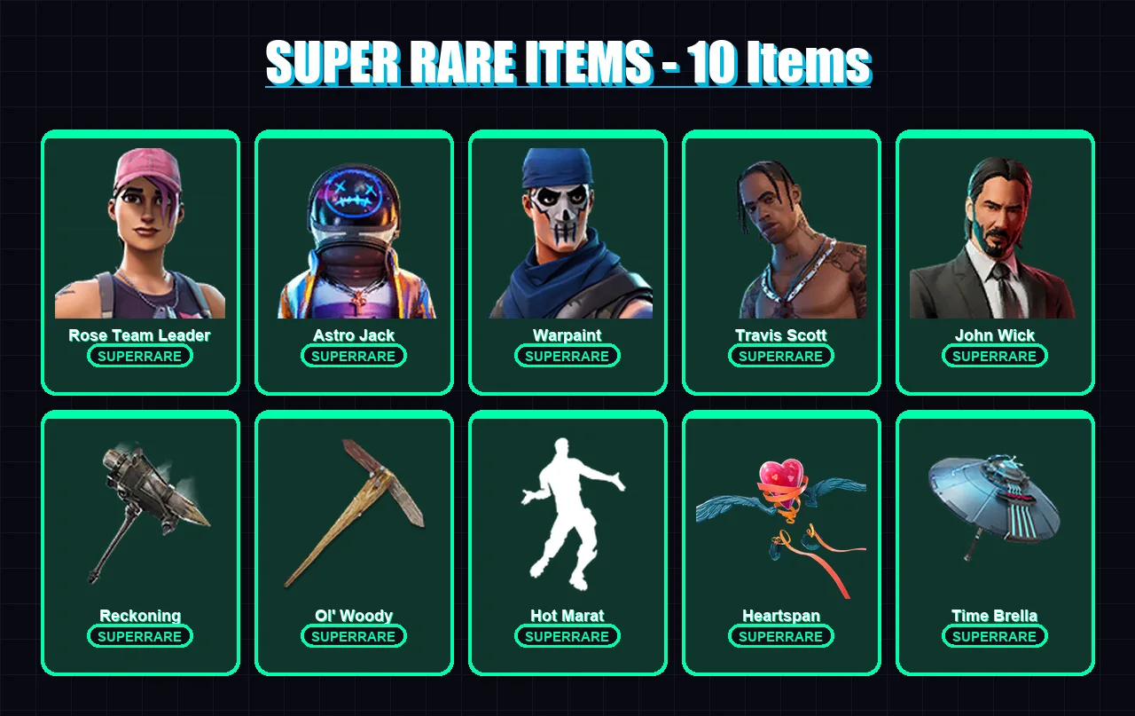 [PC/XBOX/PSN] | Rose Team Leader | Astro Jack | Warpaint | Travis Scott | John Wick | 155 skin | 151 pickaxe | 137 emote | 113 glider | Lv1065