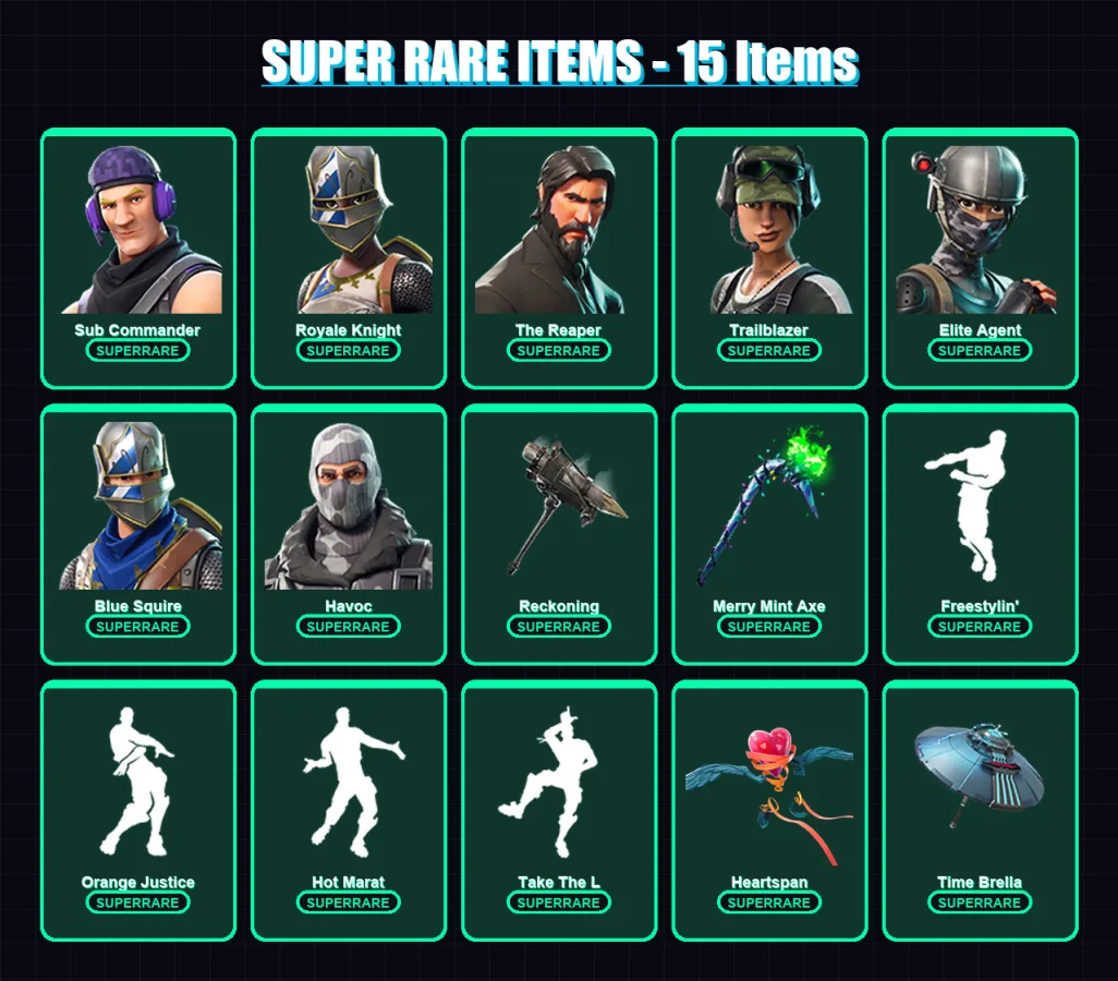 [PC/PSN] | Sub Commander | Royale Knight | The Reaper | Trailblazer | Elite Agent | 250 skin | 257 pickaxe | 174 emote | 167 glider | Lv2047