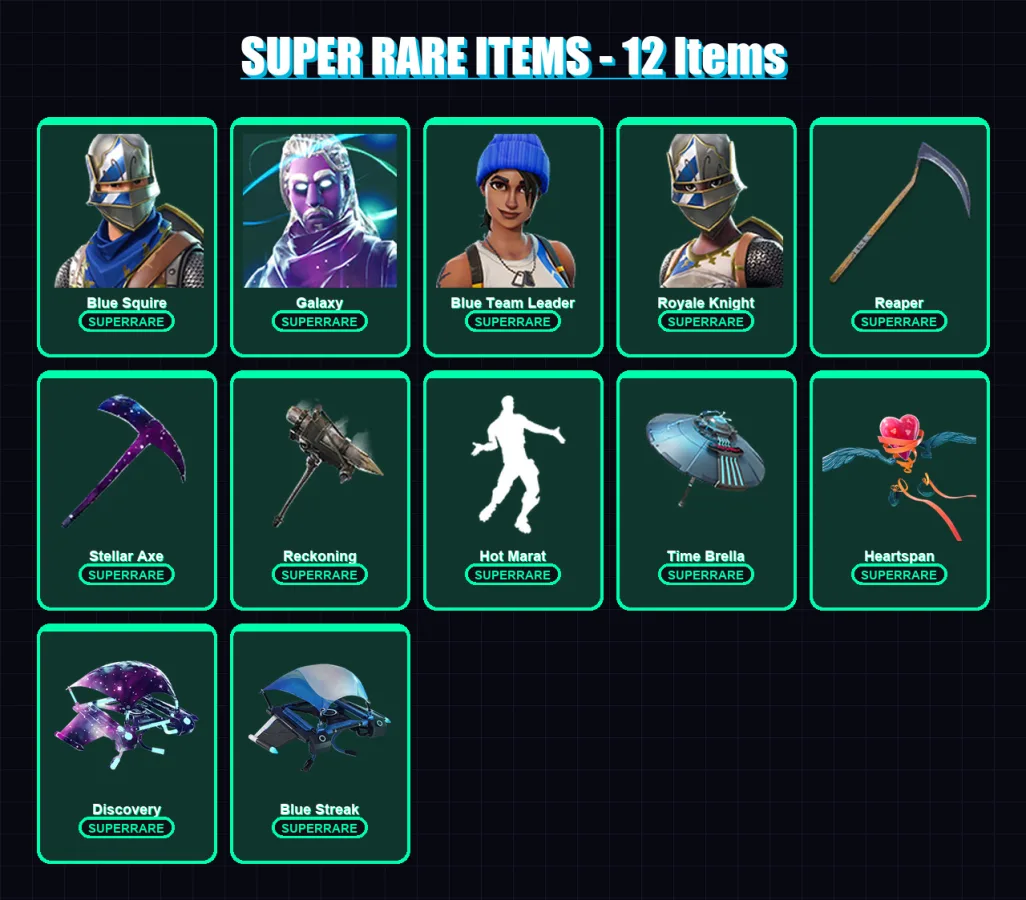 [PC/XBOX] | Blue Squire | Galaxy | Blue Team Leader | Royale Knight | Gear Specialist Maya | 68 skin | 63 pickaxe | 53 emote | 74 glider | Lv900