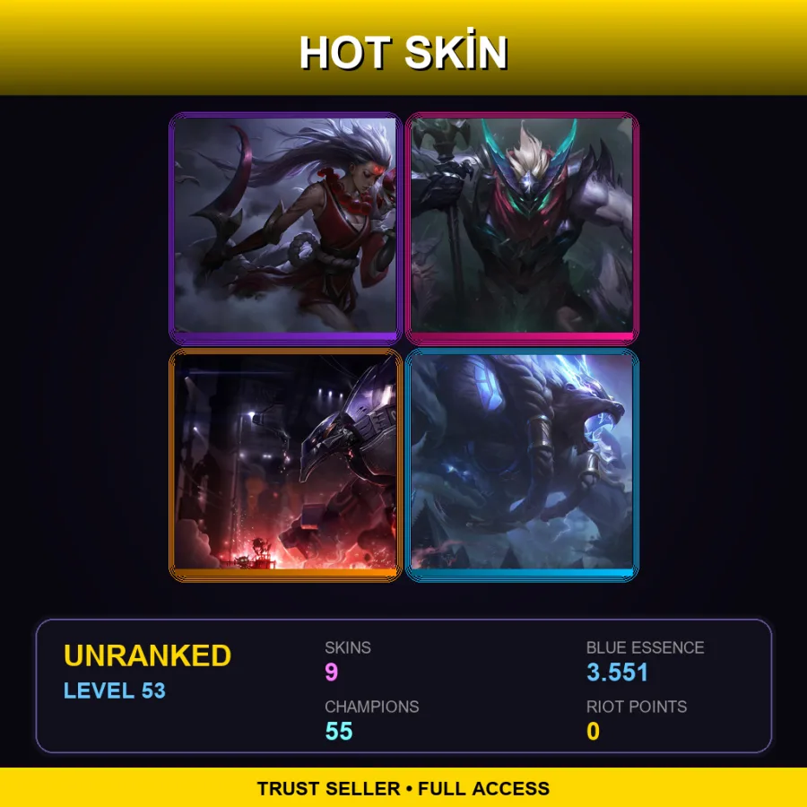 VN | Lv53 | Unranked | 9 Skin | 55 Champ