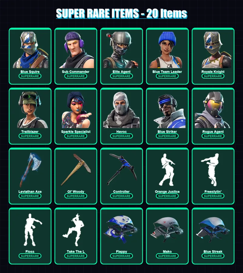 [PC/XBOX/PSN] | Blue Squire | Sub Commander | Elite Agent | Blue Team Leader | Royale Knight | 82 skin | 56 pickaxe | 71 emote | 48 glider | Lv823