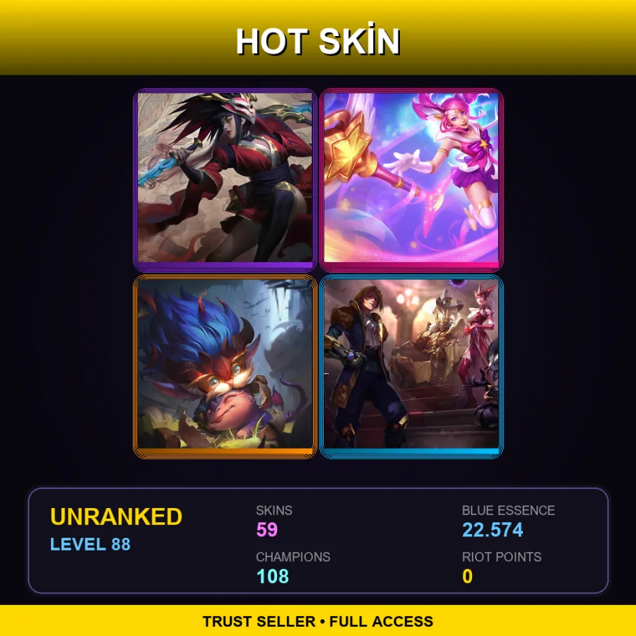 EUNE | Lv88 | Unranked | 59 Skin | 108 Champ