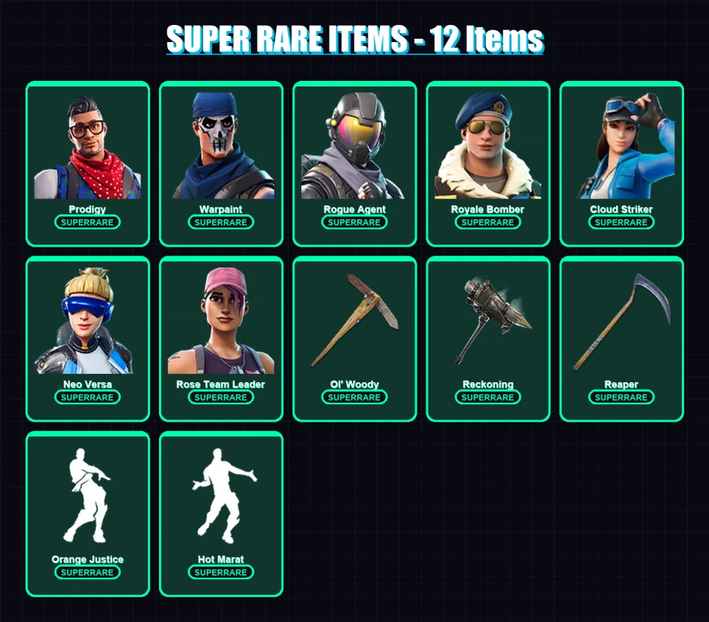 [PC/XBOX/PSN] | Prodigy | Warpaint | Rogue Agent | Royale Bomber | Cloud Striker | 111 skin | 90 pickaxe | 107 emote | 82 glider | Lv1226