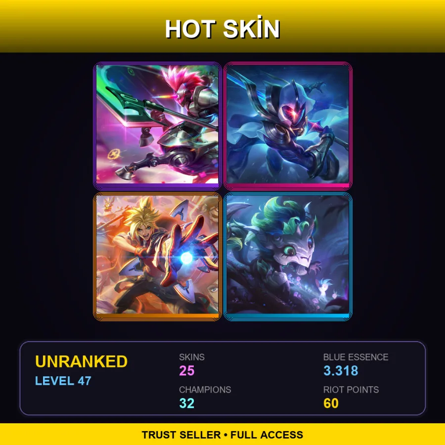 EUNE | Lv47 | Unranked | 25 Skin | 32 Champ — LoL account