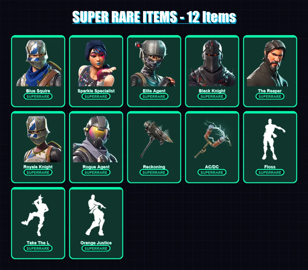 [PC/XBOX] | Blue Squire | Sparkle Specialist | Elite Agent | Black Knight | The Reaper | 61 skin | 39 pickaxe | 52 emote | 49 glider | Lv599