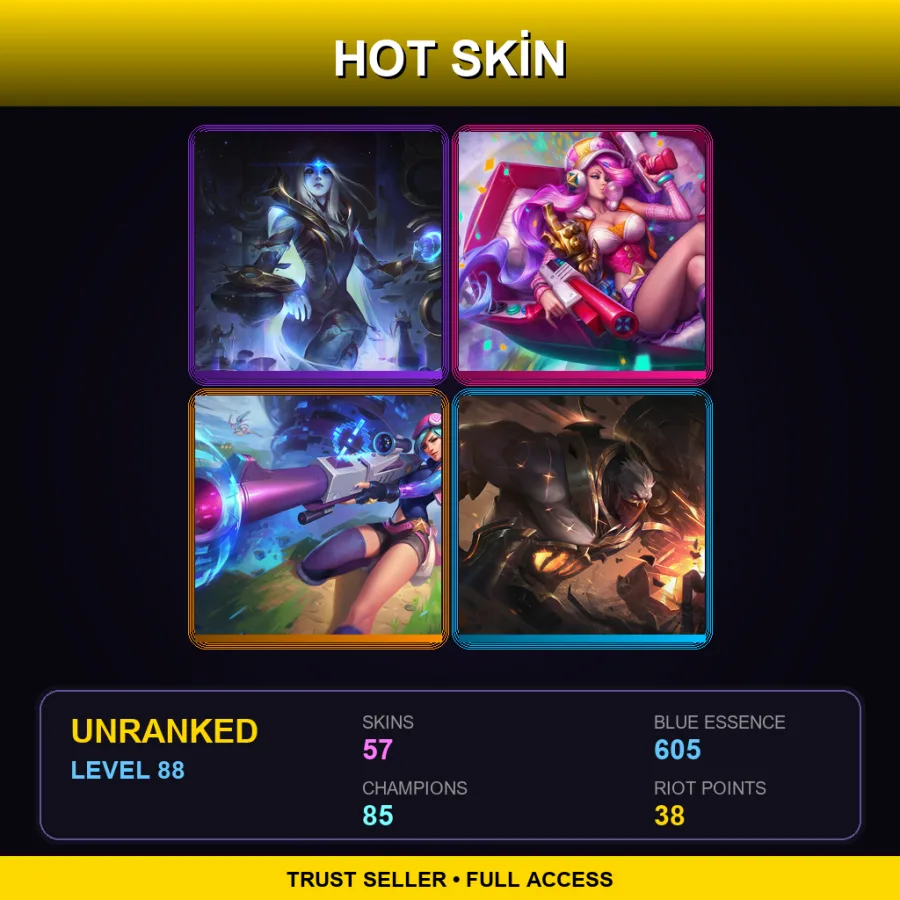 EUW | Lv88 | Unranked | 57 Skin | 85 Champ — LoL account