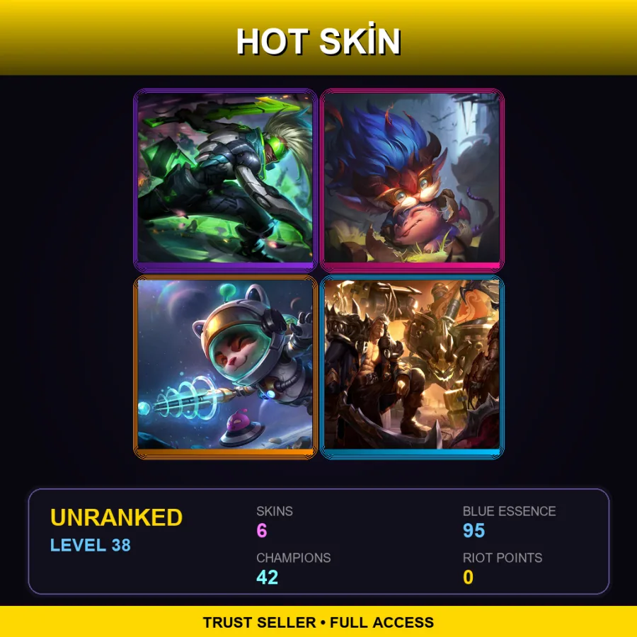 EUNE | Lv38 | Unranked | 6 Skin | 42 Champ — LoL account