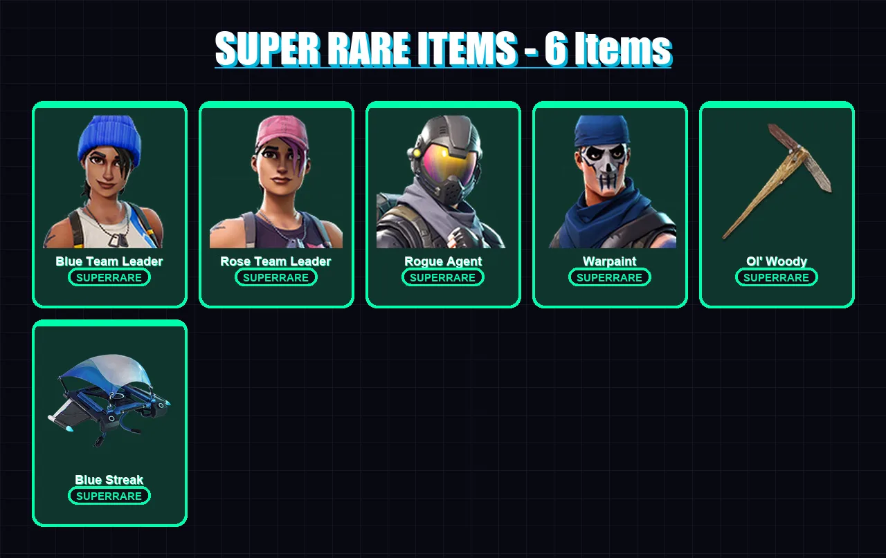 [PS4/PS5/PC] | Blue Team Leader | Rose Team Leader | Rogue Agent | Warpaint | Galaxy Grappler | 99 skin | 81 pickaxe | 60 emote | 45 glider | Lv430 — Fortnite account