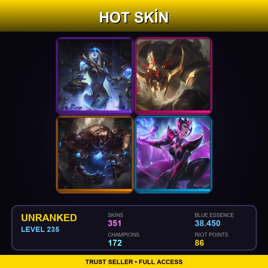 NA | Lv235 | Unranked | 351 Skin | 172 Champ