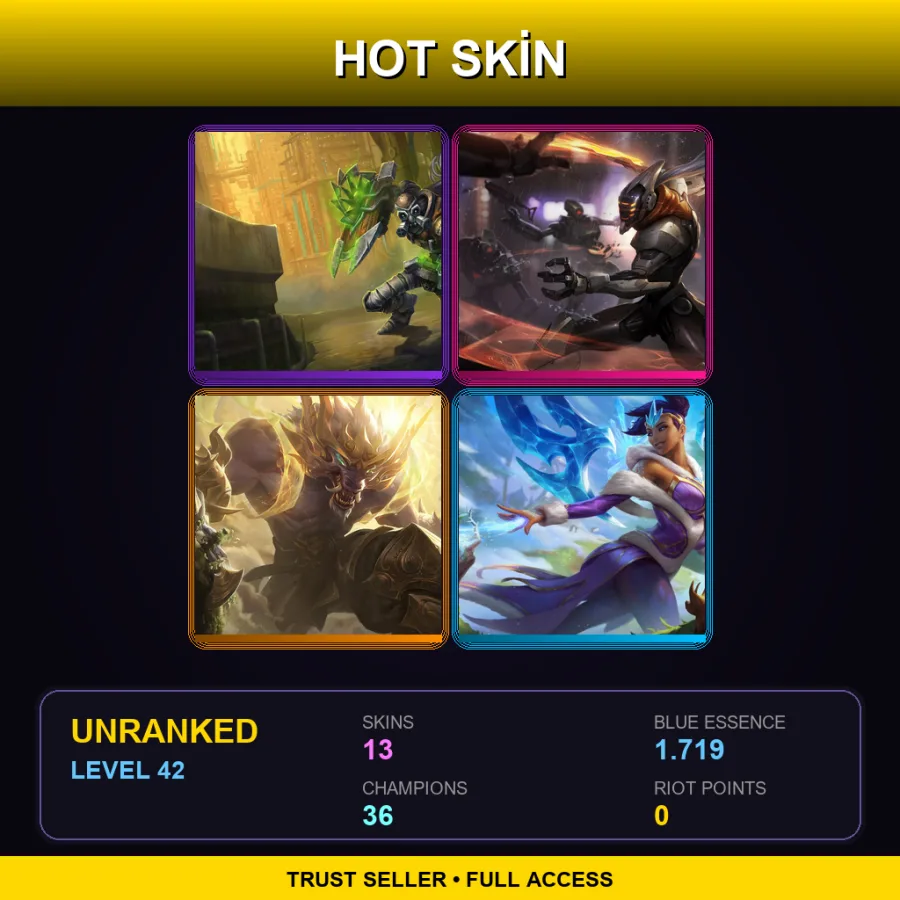 ME | Lv42 | Unranked | 13 Skin | 36 Champ — LoL account