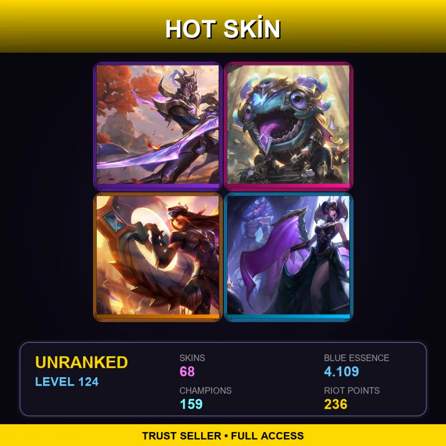 EUNE | Lv124 | Unranked | 68 Skin | 159 Champ — LoL account