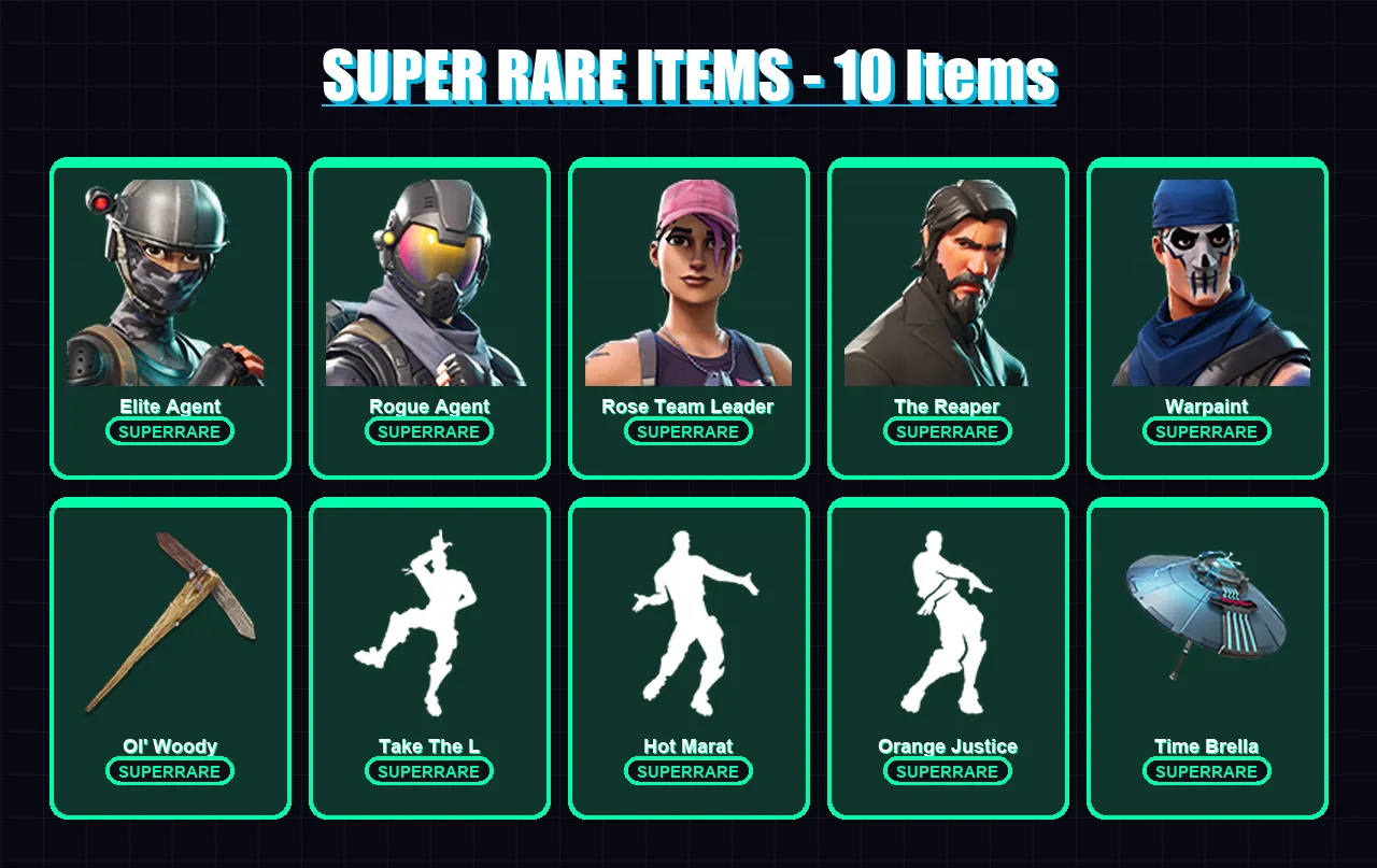 [PC/PSN] | Elite Agent | Rogue Agent | Rose Team Leader | The Reaper | Warpaint | 63 skin | 72 pickaxe | 61 emote | 64 glider | Lv1002