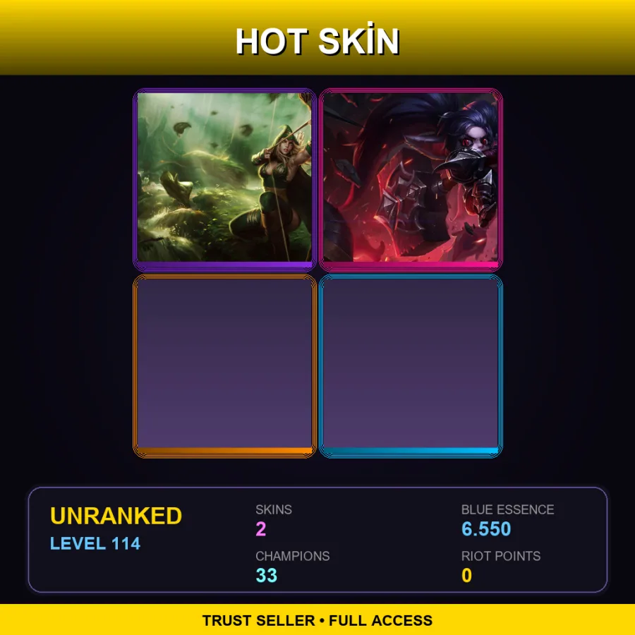 LAN | Lv114 | Unranked | 2 Skin | 33 Champ