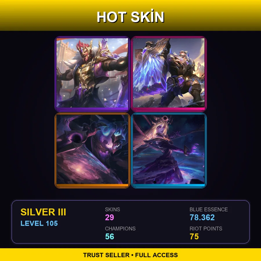 EUNE | Lv105 | Silver III | 29 Skin | 56 Champ