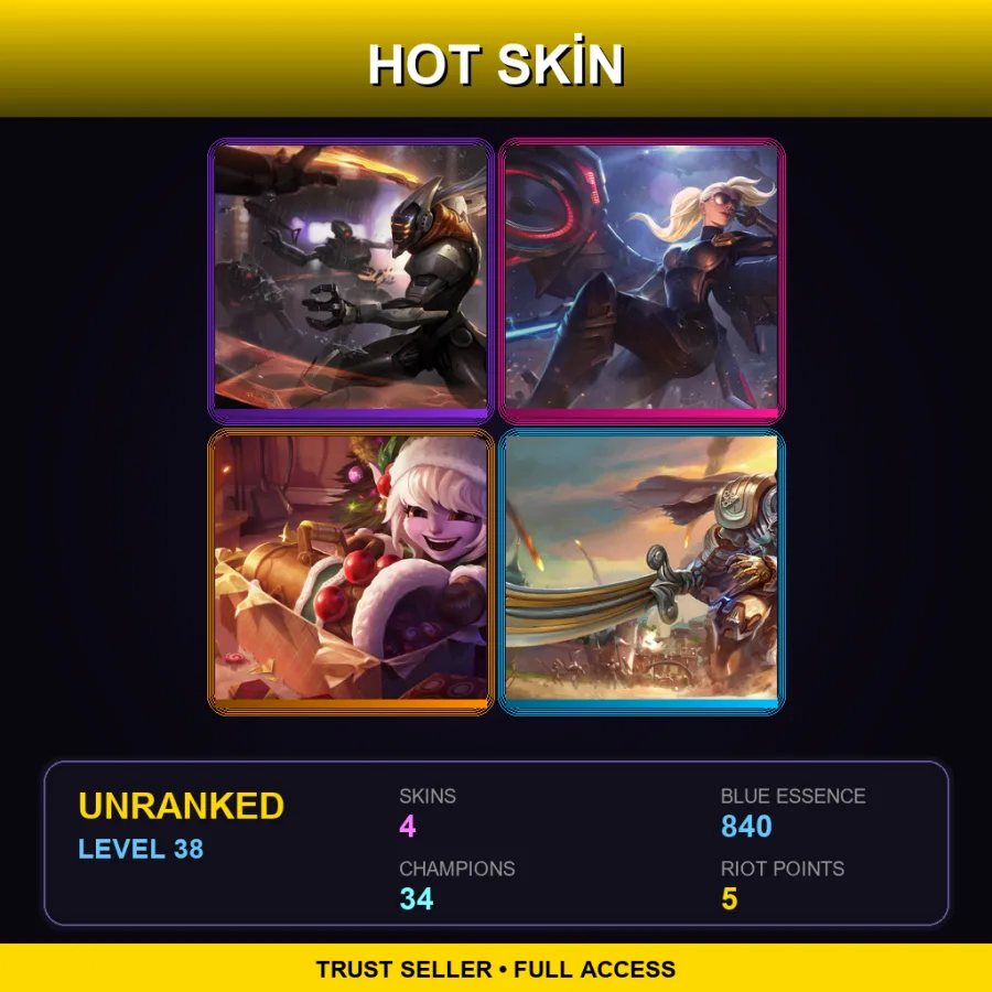 EUNE | Lv38 | Unranked | 4 Skin | 34 Champ — Unranked / Smurf League of Legends