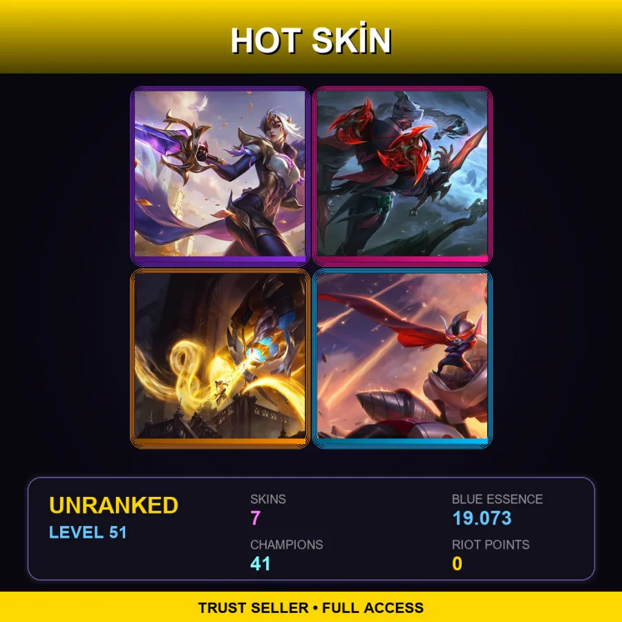 VN | Lv51 | Unranked | 7 Skin | 41 Champ — LoL account