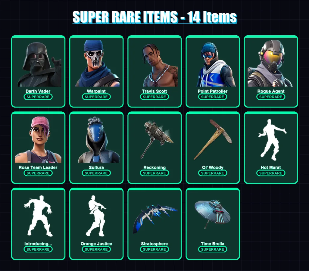[PS4/PS5/PC] | Darth Vader | Warpaint | Travis Scott | Point Patroller | Rogue Agent | 213 skin | 212 pickaxe | 216 emote | 194 glider | Lv2499